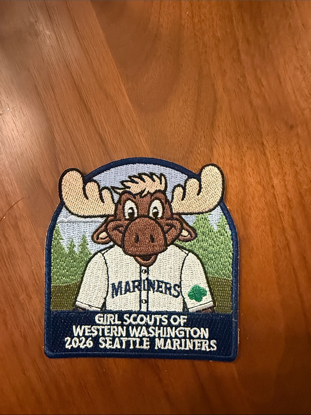 Seattle Mariners x Girl Scouts Kids Patch Tee - White & Blue Moose Patch